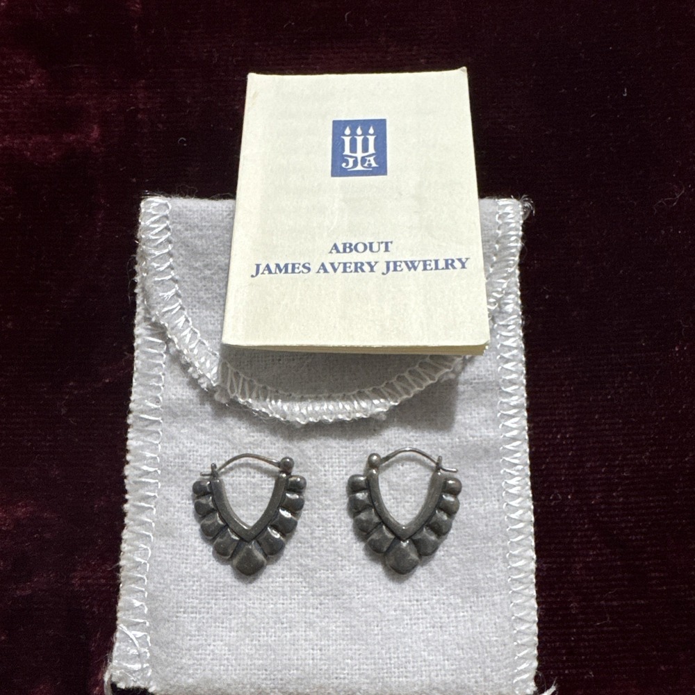 James Avery Retired pebble rudimentary artisan brutalist Hoop Earrings